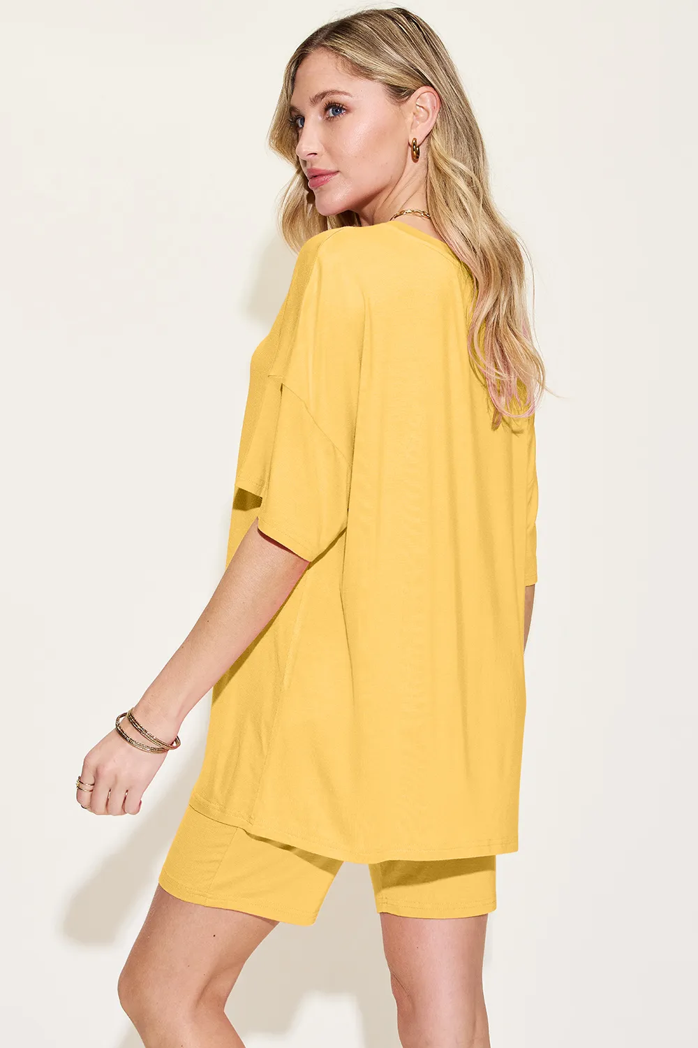 Bamboo Full Size V-Neck Drop Shoulder T-Shirt and Shorts Set, image 9