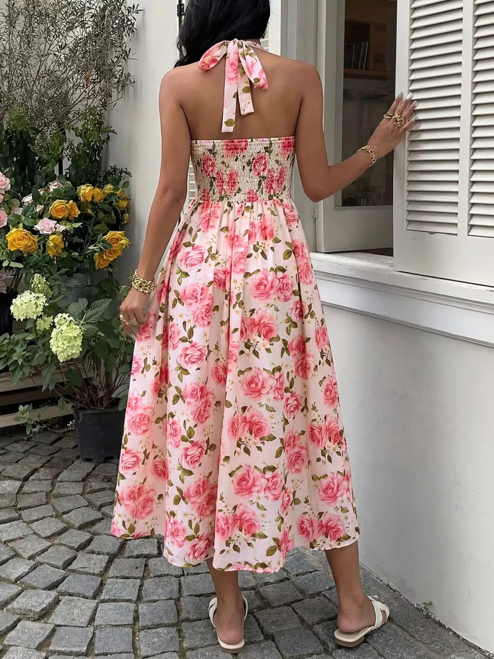 Floral Print Halter Neck Midi Dress, image 7