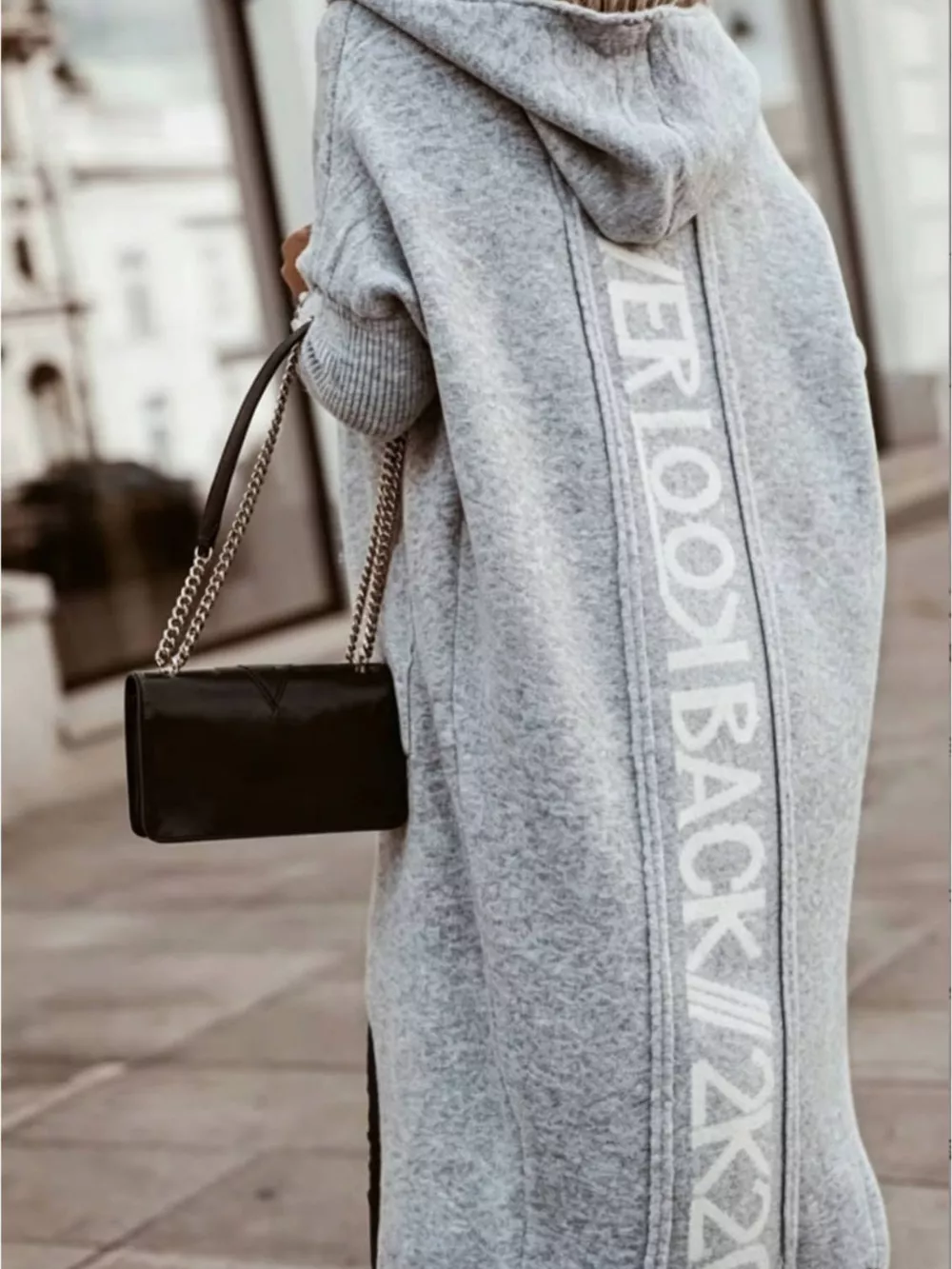 Full Size Letter Back Hooded Cardigan Plus Size, image 4