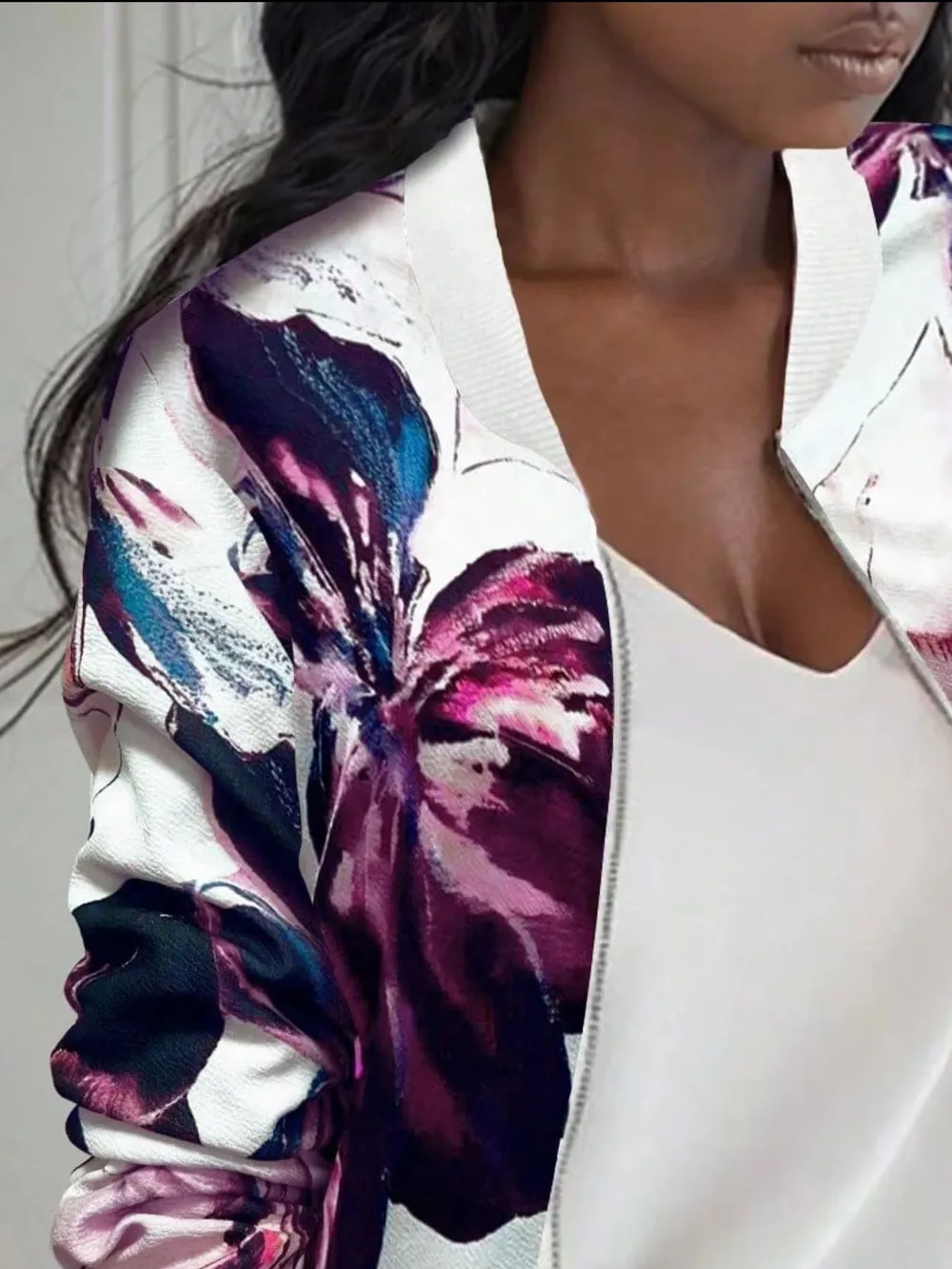 Printed Zip Up Long Sleeve Jacket, image 6