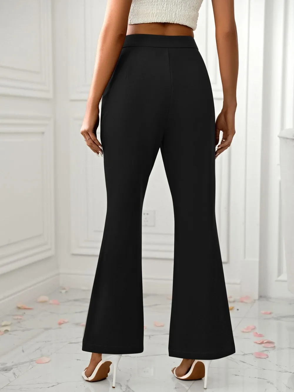 Slit Flare Pants with Pockets, image 3