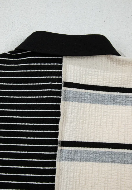 Striped Patchwork Long Sleeve Mini Dress, image 2