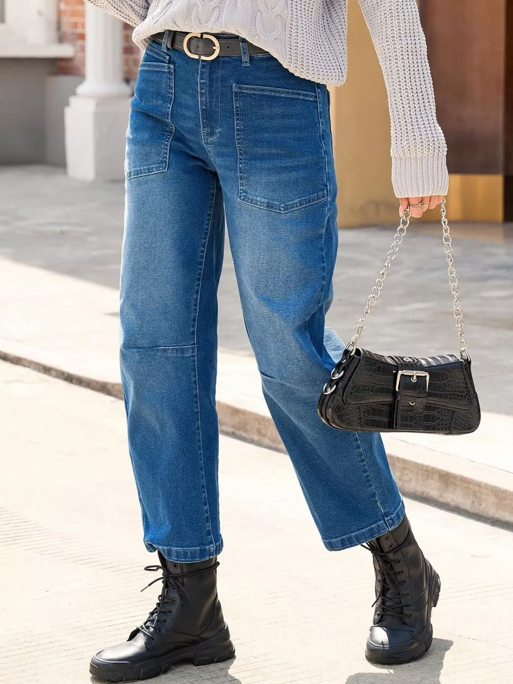 Wide-Leg Jeans with Patch Pockets, image 6