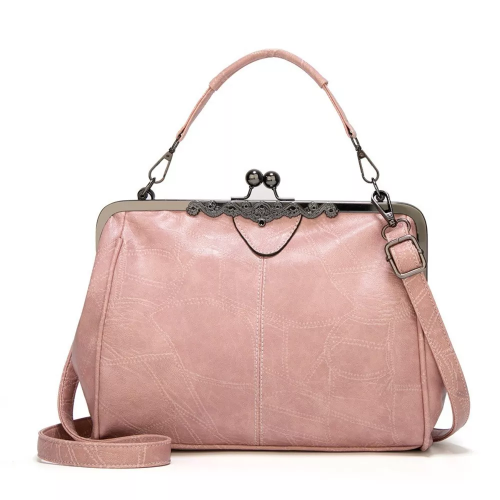 Vintage Kiss Lock Leather Handbag, image 3