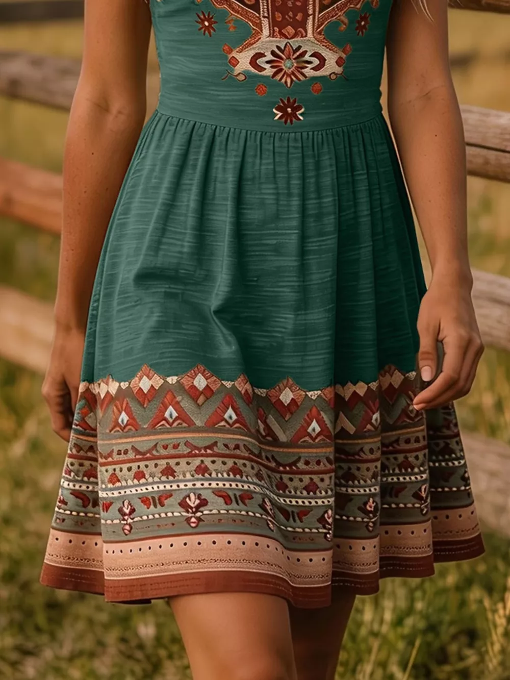 Tribal Print Sleeveless A-Line Summer Dress, image 21