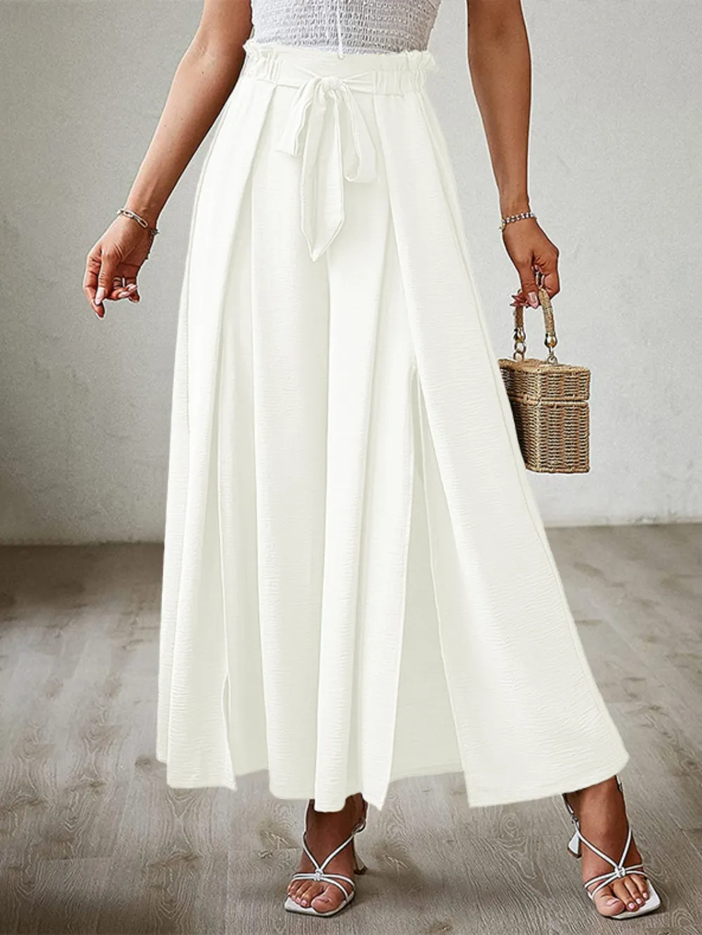 Tied Slit Wide Leg Pants, image 2