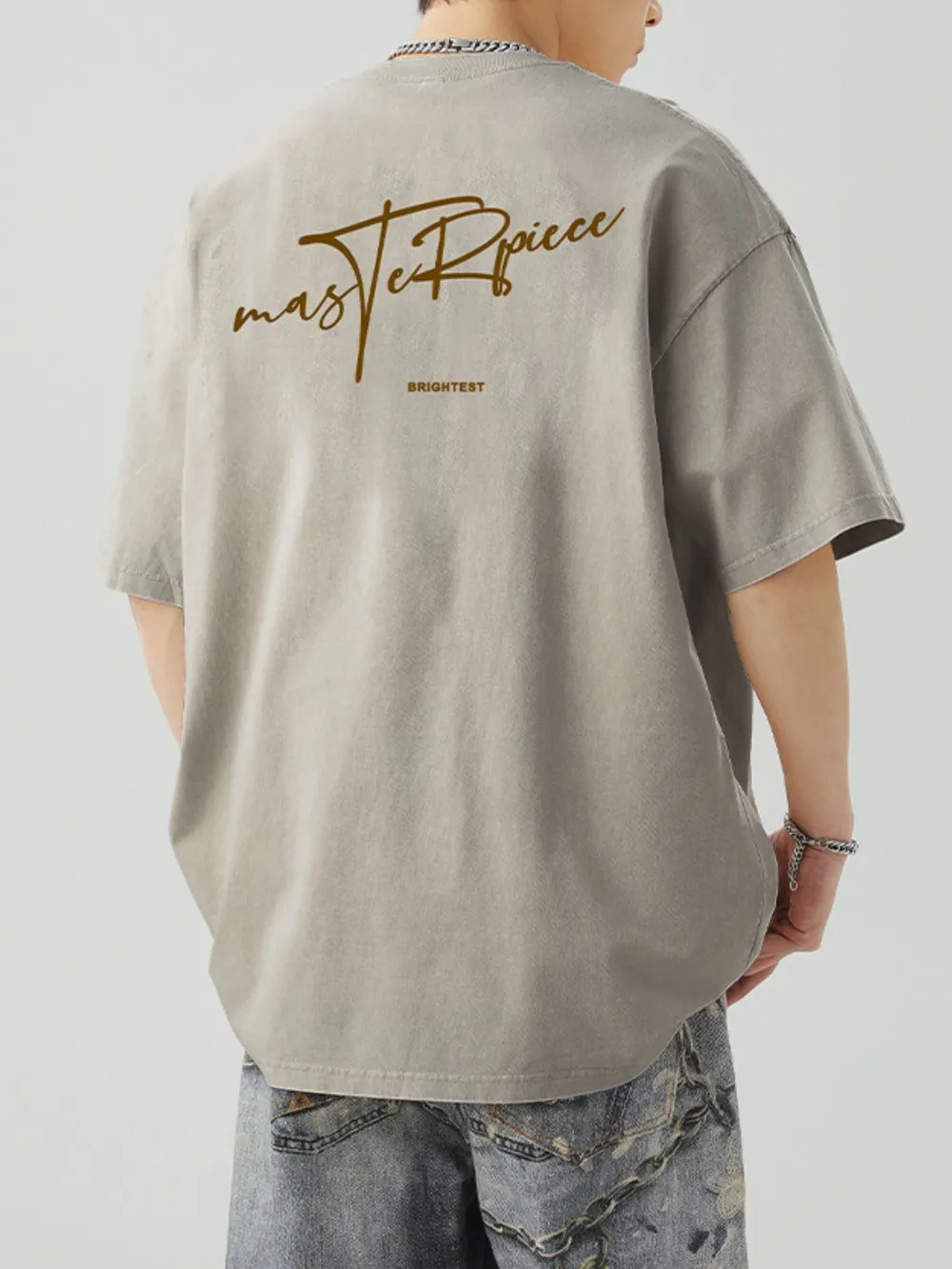 Men's Plus Size Round Neck Letter Graphic T-Shirt, image 4
