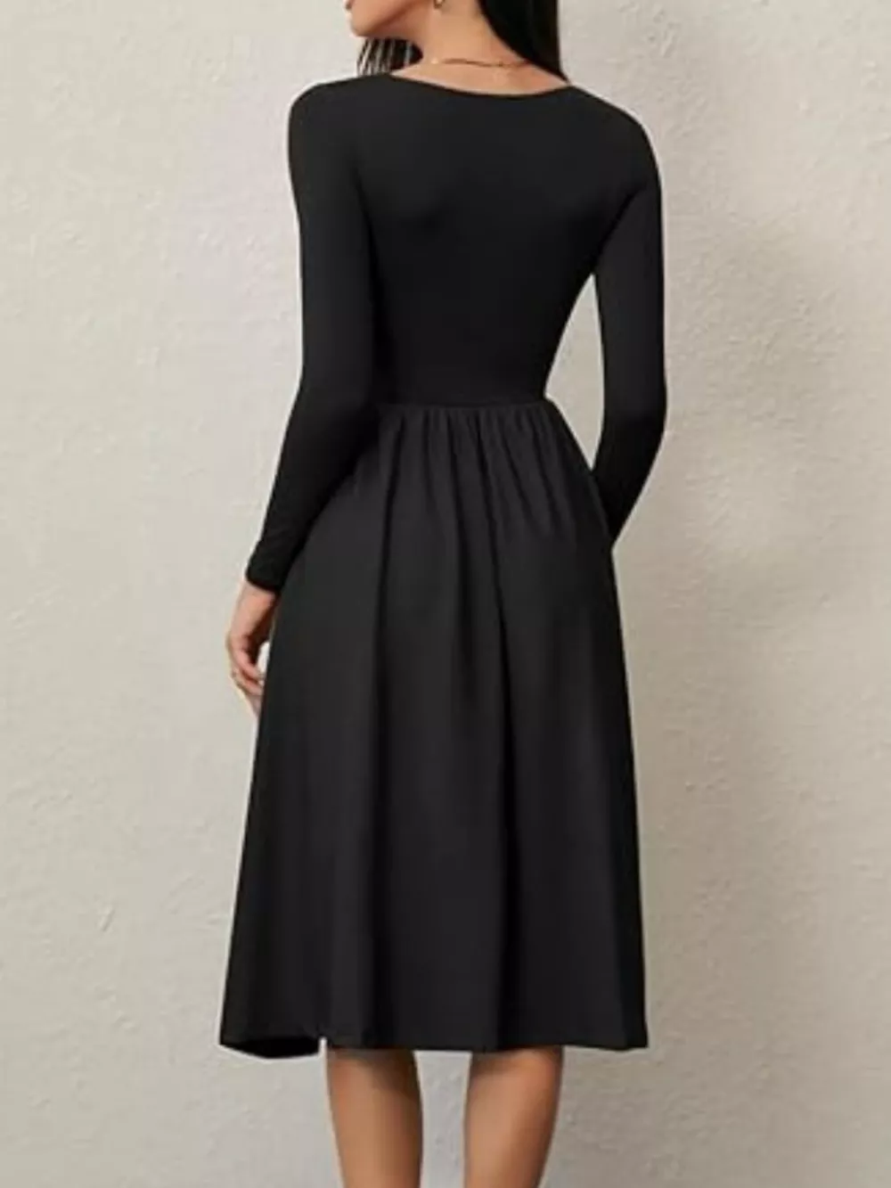 Square Neck Long Sleeve Midi Dress, image 3