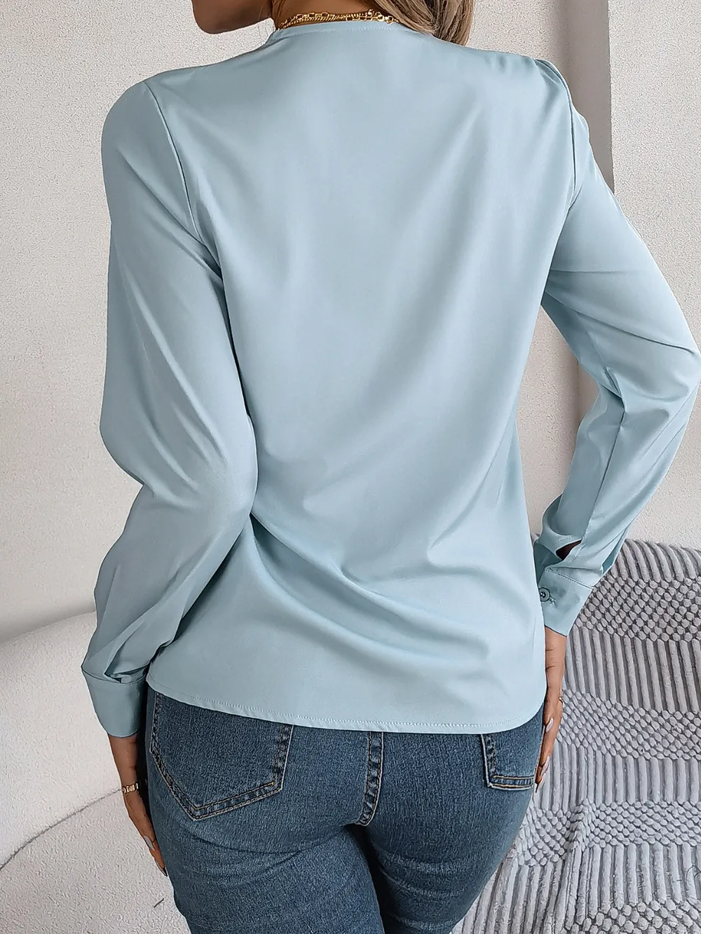 V-Neck Long Sleeve Blouse, image 5