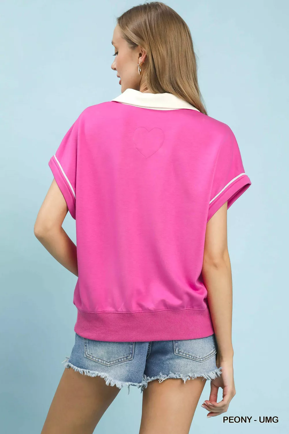 Contrast Collar Soft Knit Polo Top, image 2