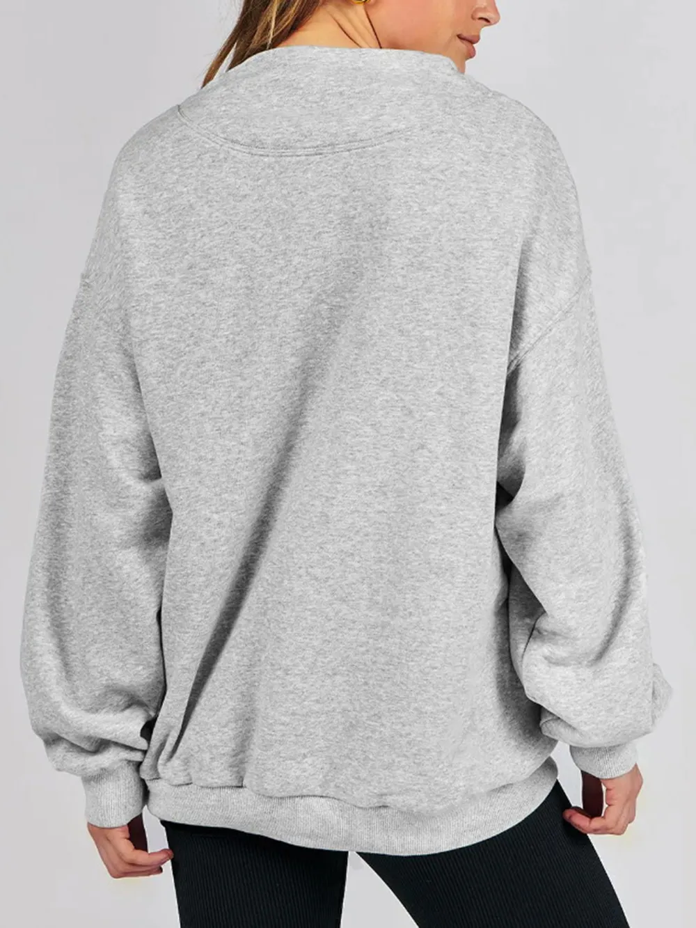 Mock Neck Drop Shoulder Long Sleeve Sweatshirt, image 19