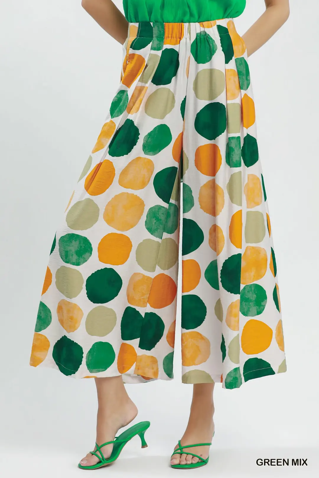 Dot Print Wide Leg Pants