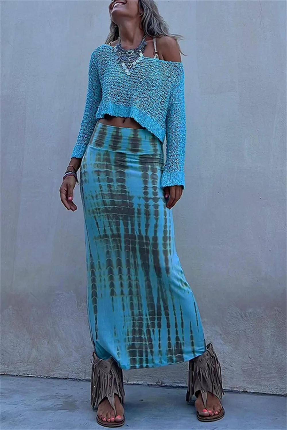 Round Neck Long Sleeve Knit Cover Up, image 6