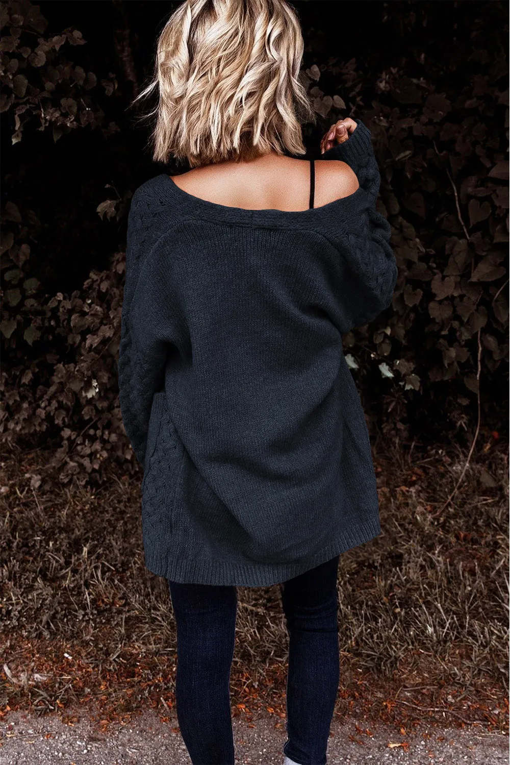 Open Front Dropped Shoulder Cardigan with Pockets, image 21
