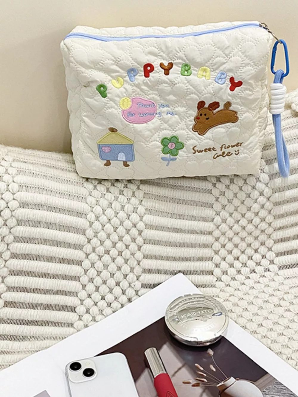 Cartoon Embroidered Quilted Clutch, image 2
