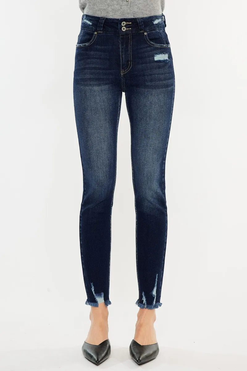 Full Size Cat's Whiskers Raw Hem High Waist Jeans, image 3
