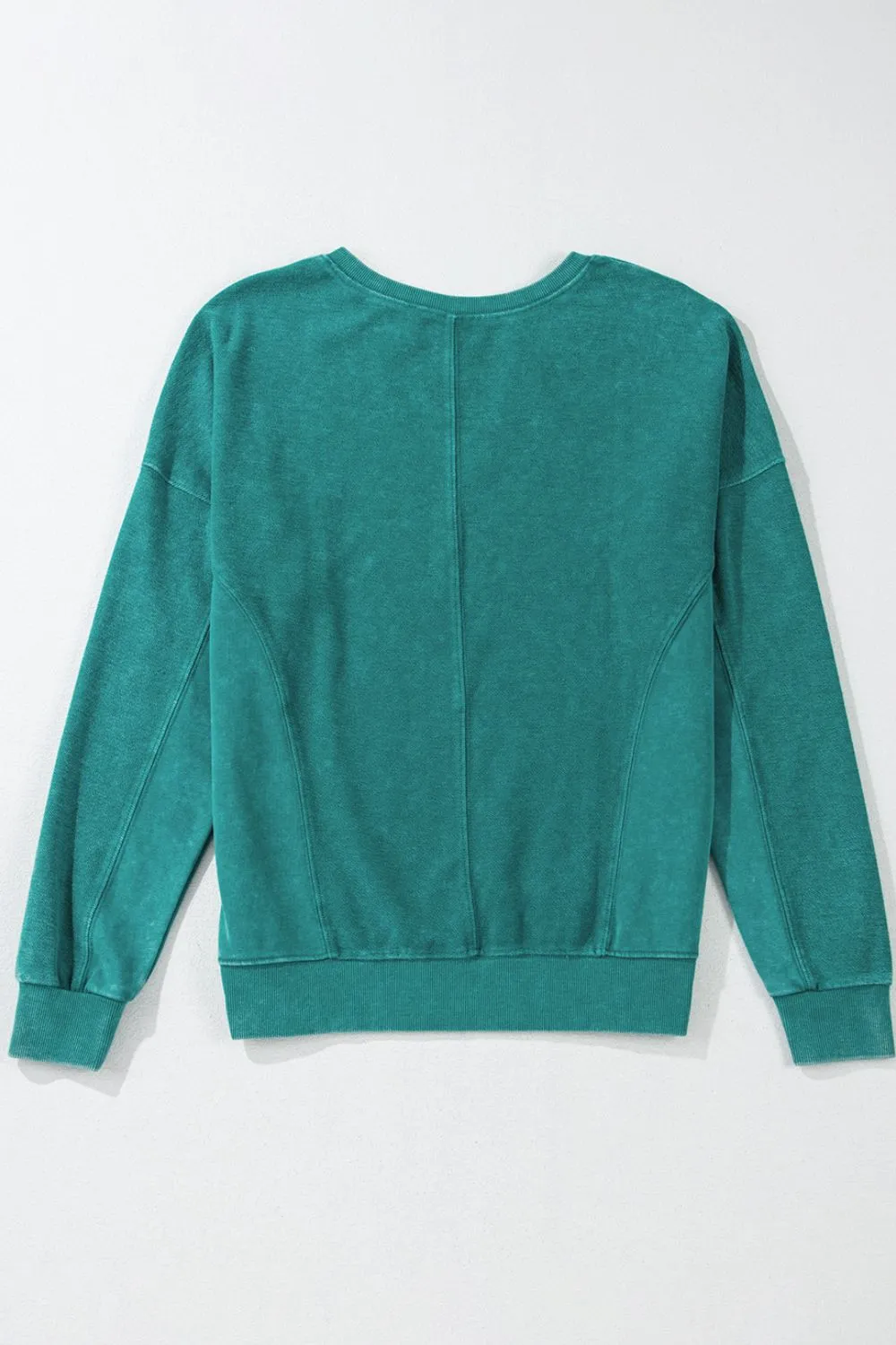 Notched Drop Shoulder Long Sleeve Sweatshirt, image 5