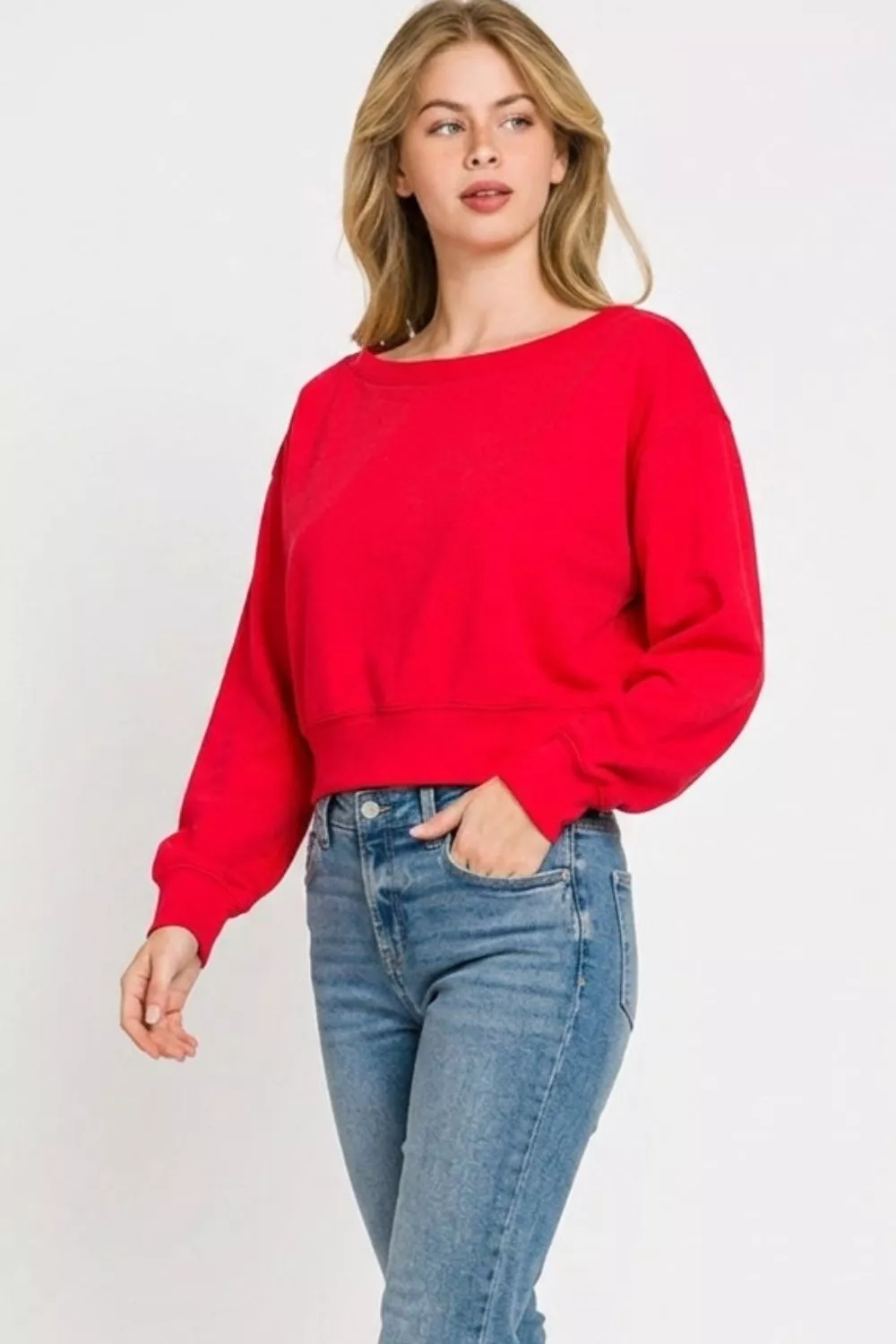 Scuba Cropped Boat Neck Pullover Sweatshirts, image 2