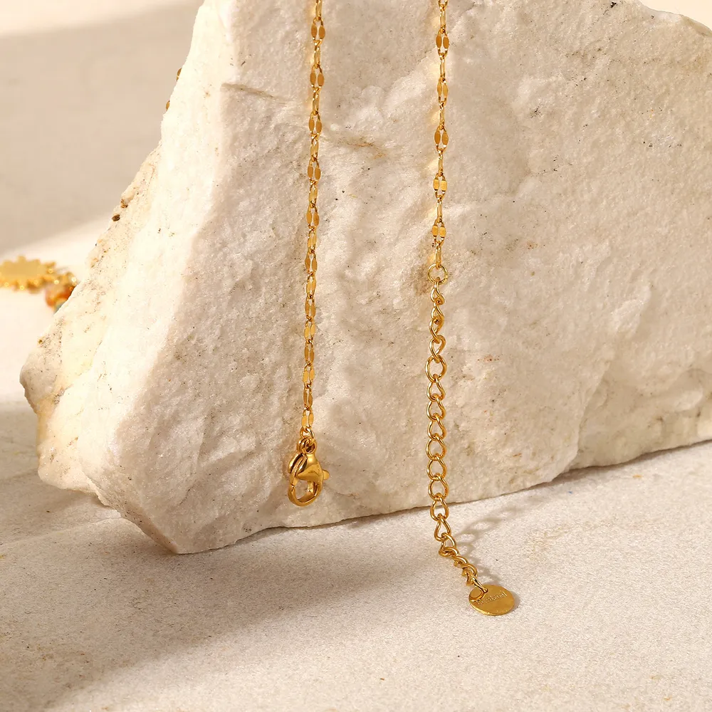 Bohemian Sun Charm Beaded Stainless Steel Necklace, image 3