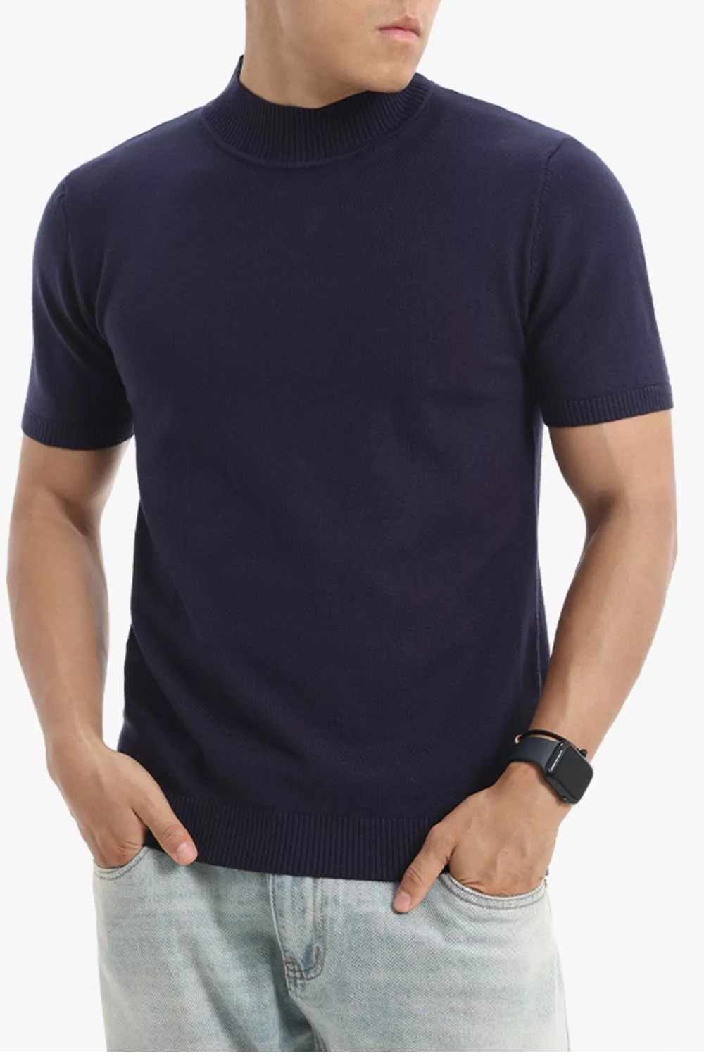 Men's Plus Size Slim Fit Short Sleeve Sweater, image 8