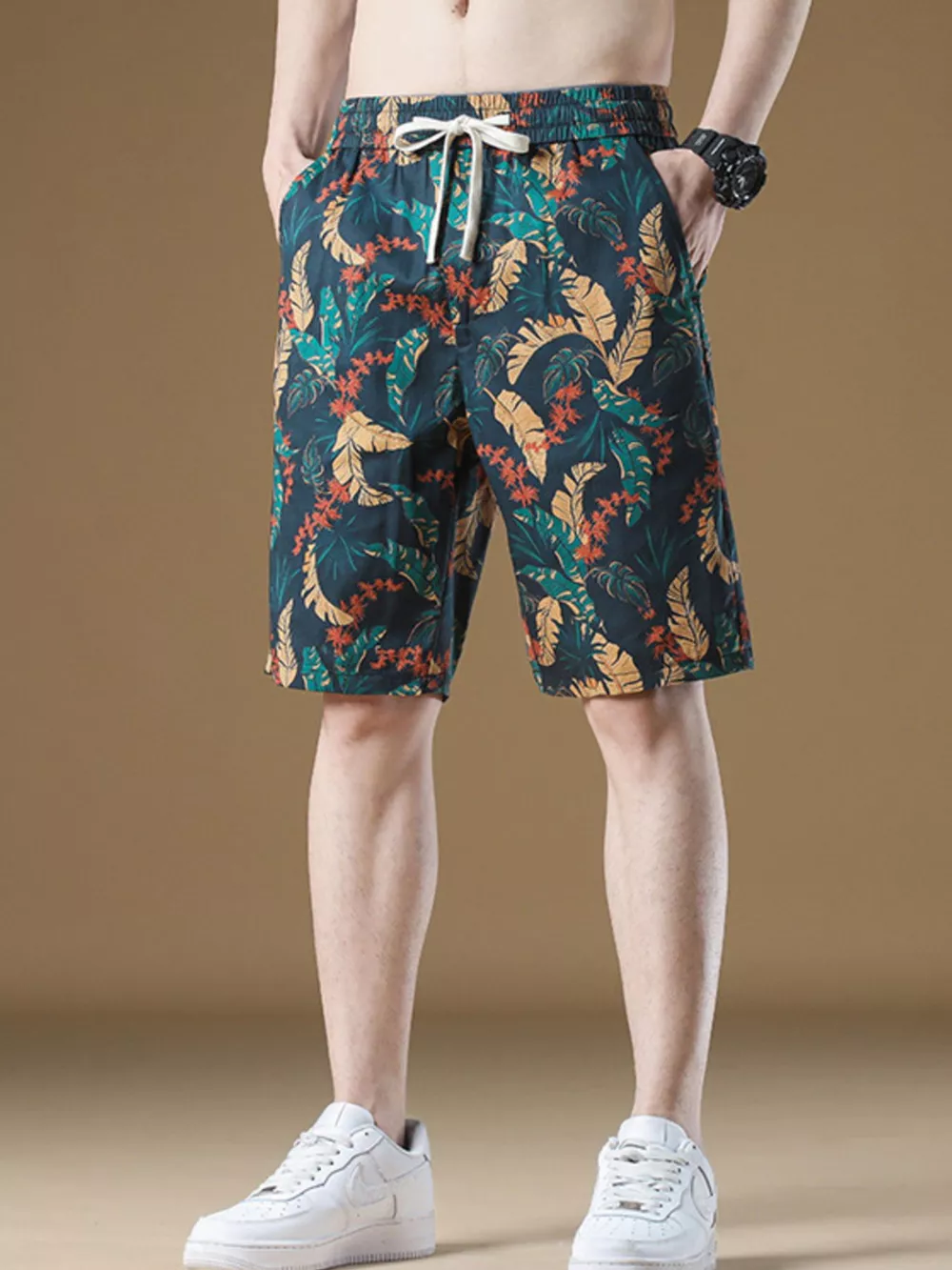 Men's Plus Size Drawstring Printed Loose Fit Shorts, image 2