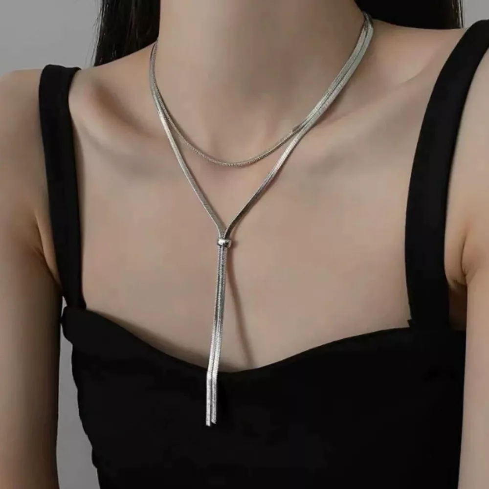 Layered Snake Chain Y Necklace, image 4