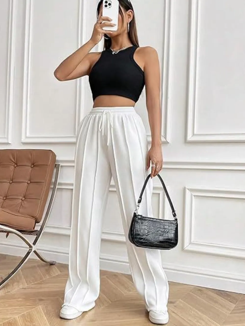 Drawstring Wide Leg Pants with Pockets, image 8