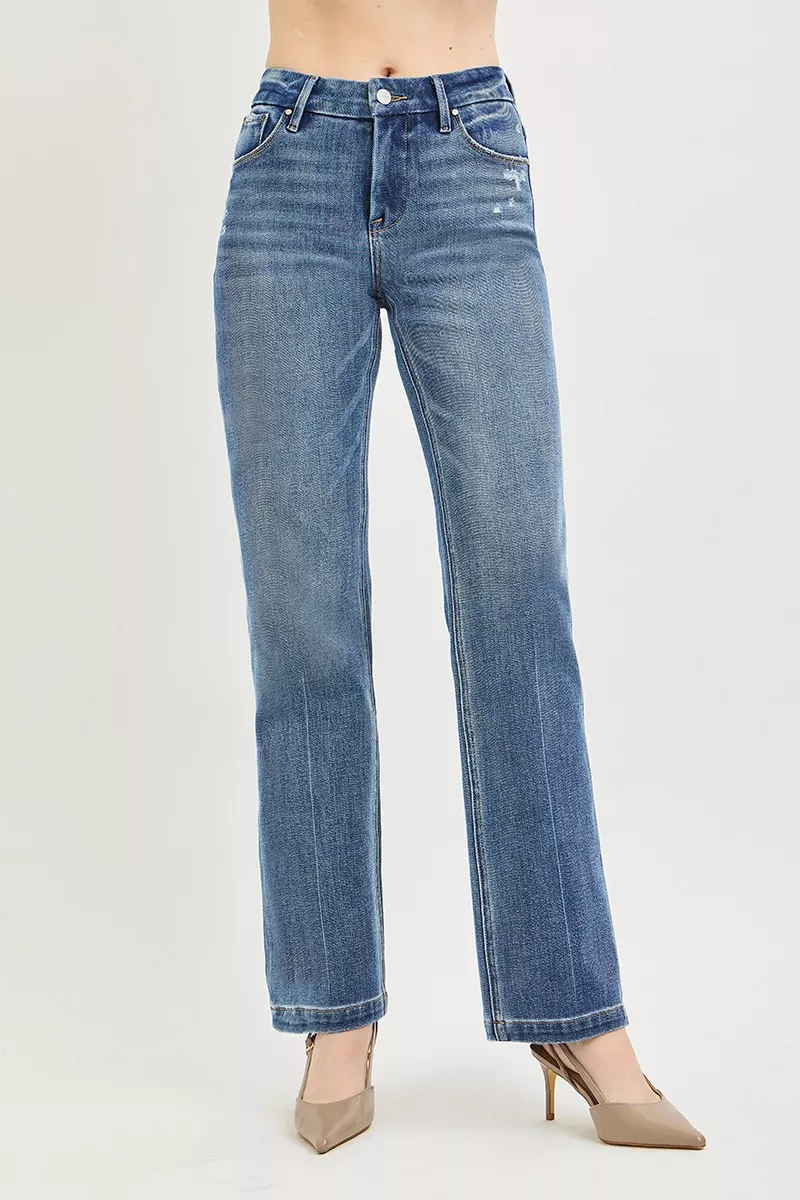 Tummy Control 4way Stretch Mid Rise Straight Crease Line, image 2