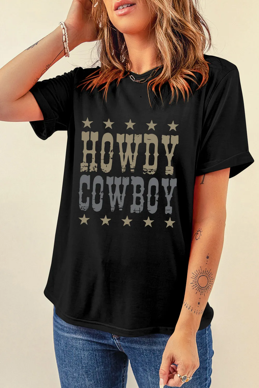 Letter Graphic Round Neck Short Sleeve T-Shirt, image 2