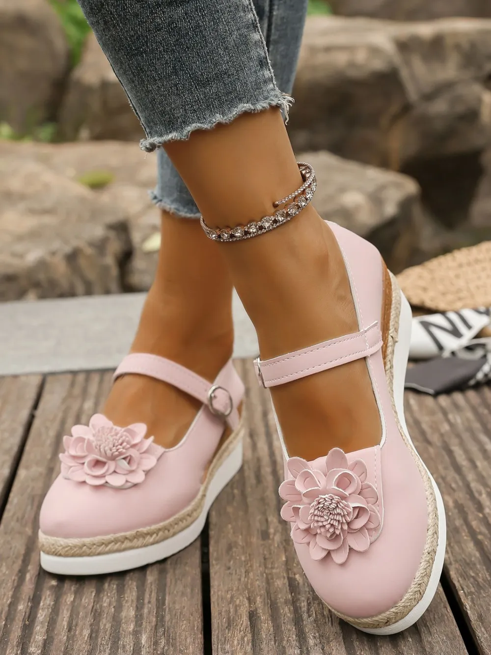 Flower Embellished Mary Jane Loafers, image 4