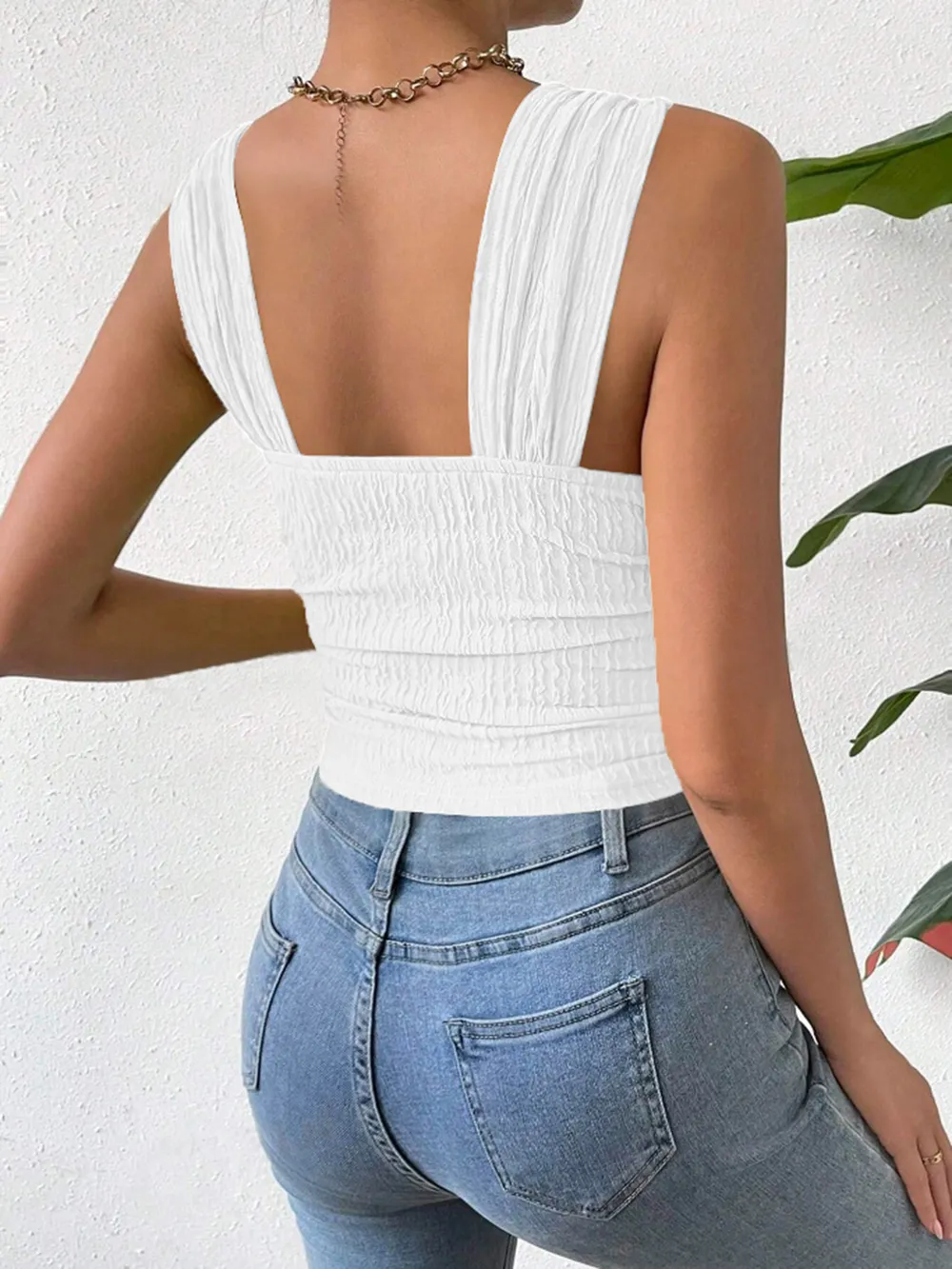 Textured Square Neck Wide Strap Tank, image 12