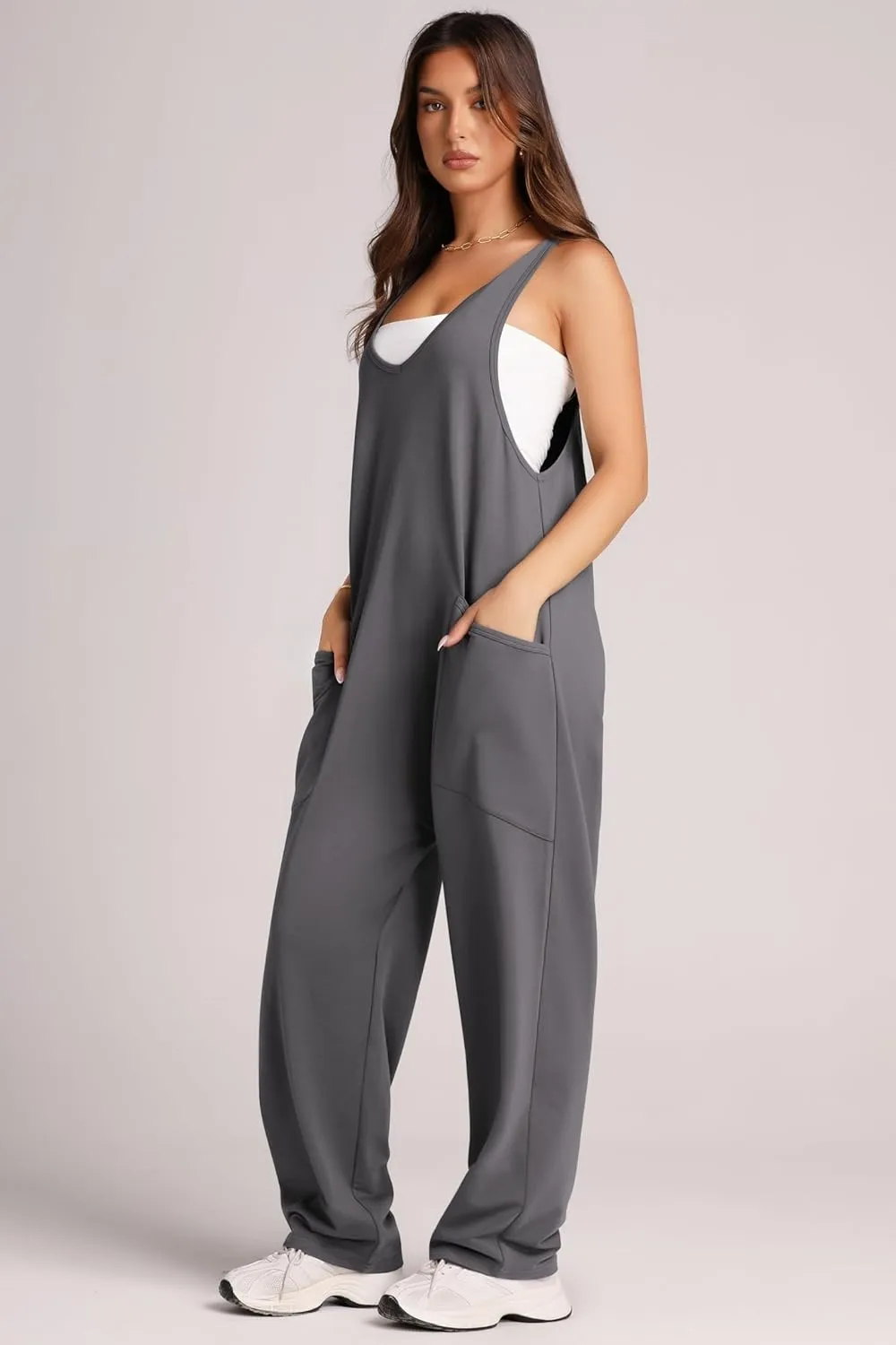 Wide Strap Jumpsuit with Pockets, image 24