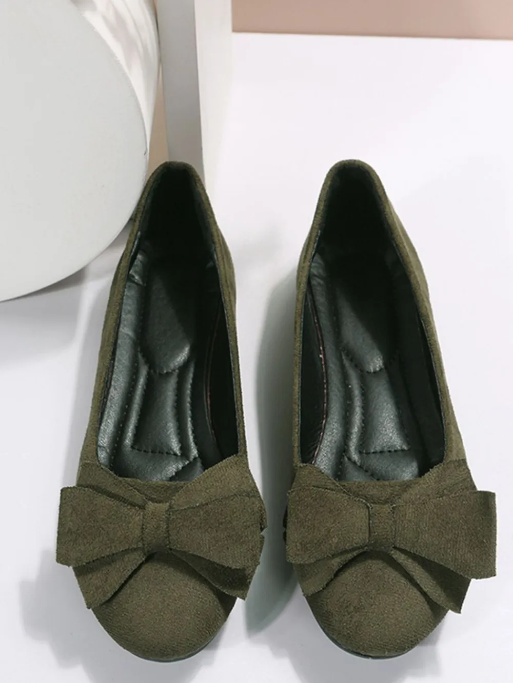 Bow Solid Color Round Toe Flat Slip-Ons, image 9