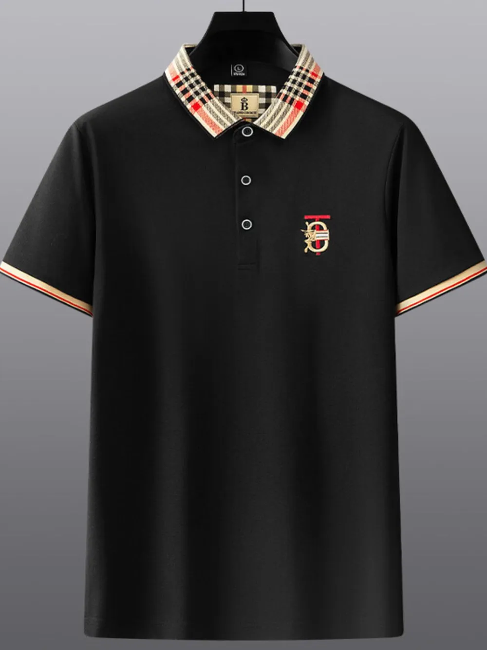 Men's Plus Size Classic Plaid Collar Casual Polo Shirt, image 12