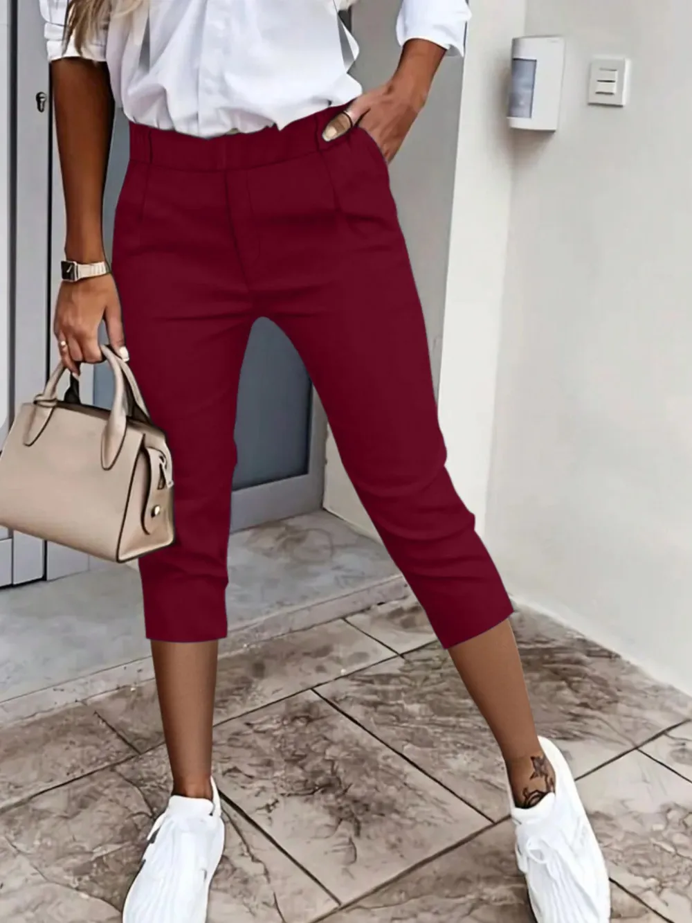 Pleated Detail Pants with Pockets, image 9