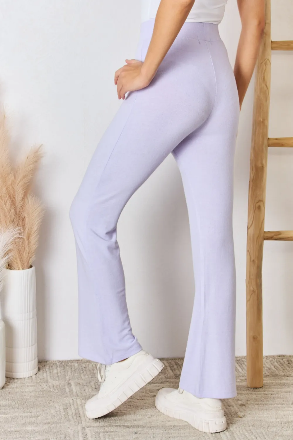Full Size High Waist Ultra Soft Knit Flare Pants, image 2