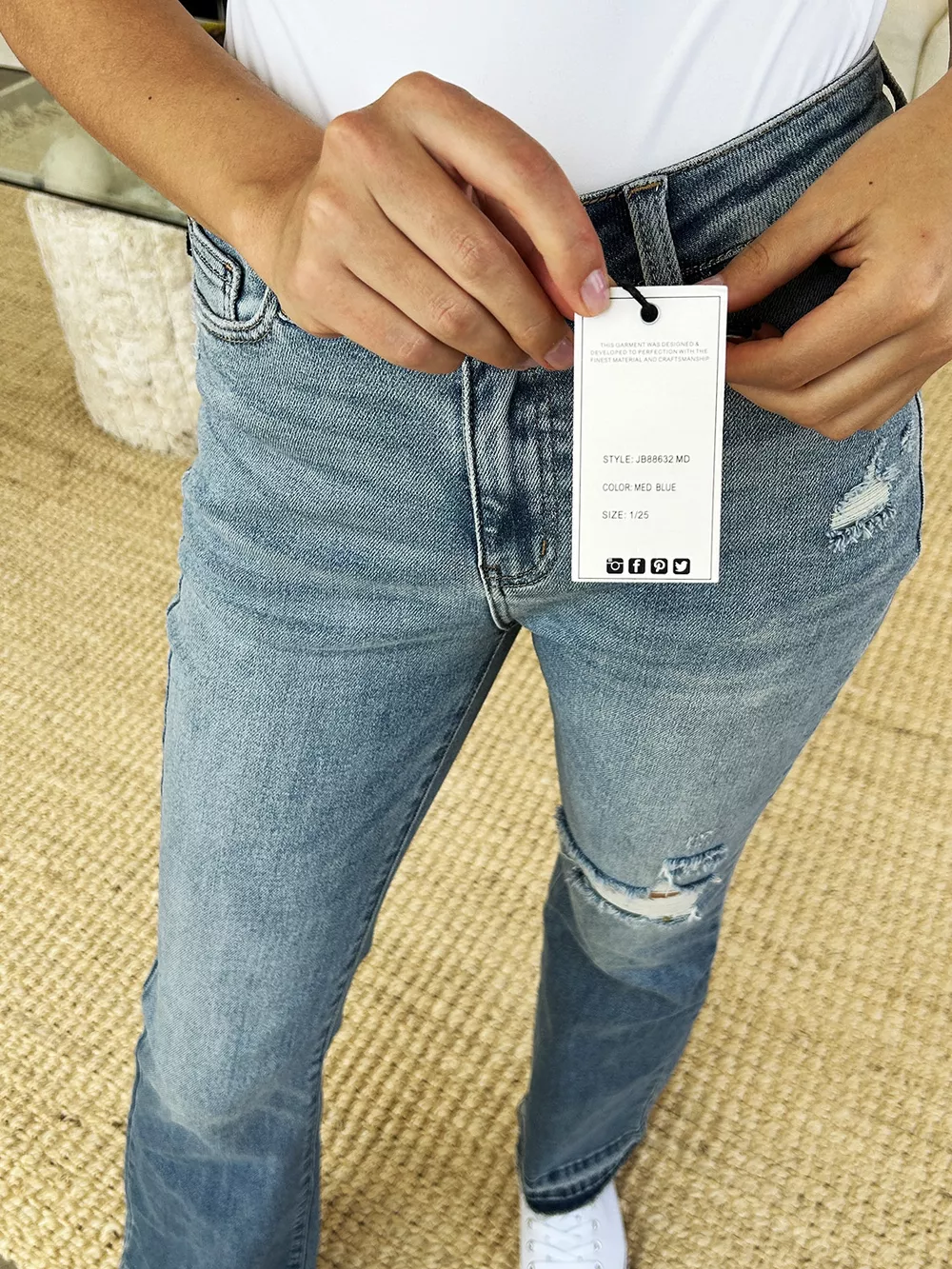 Full Size Mid Rise Destroyed Hem Distressed Jeans, image 3