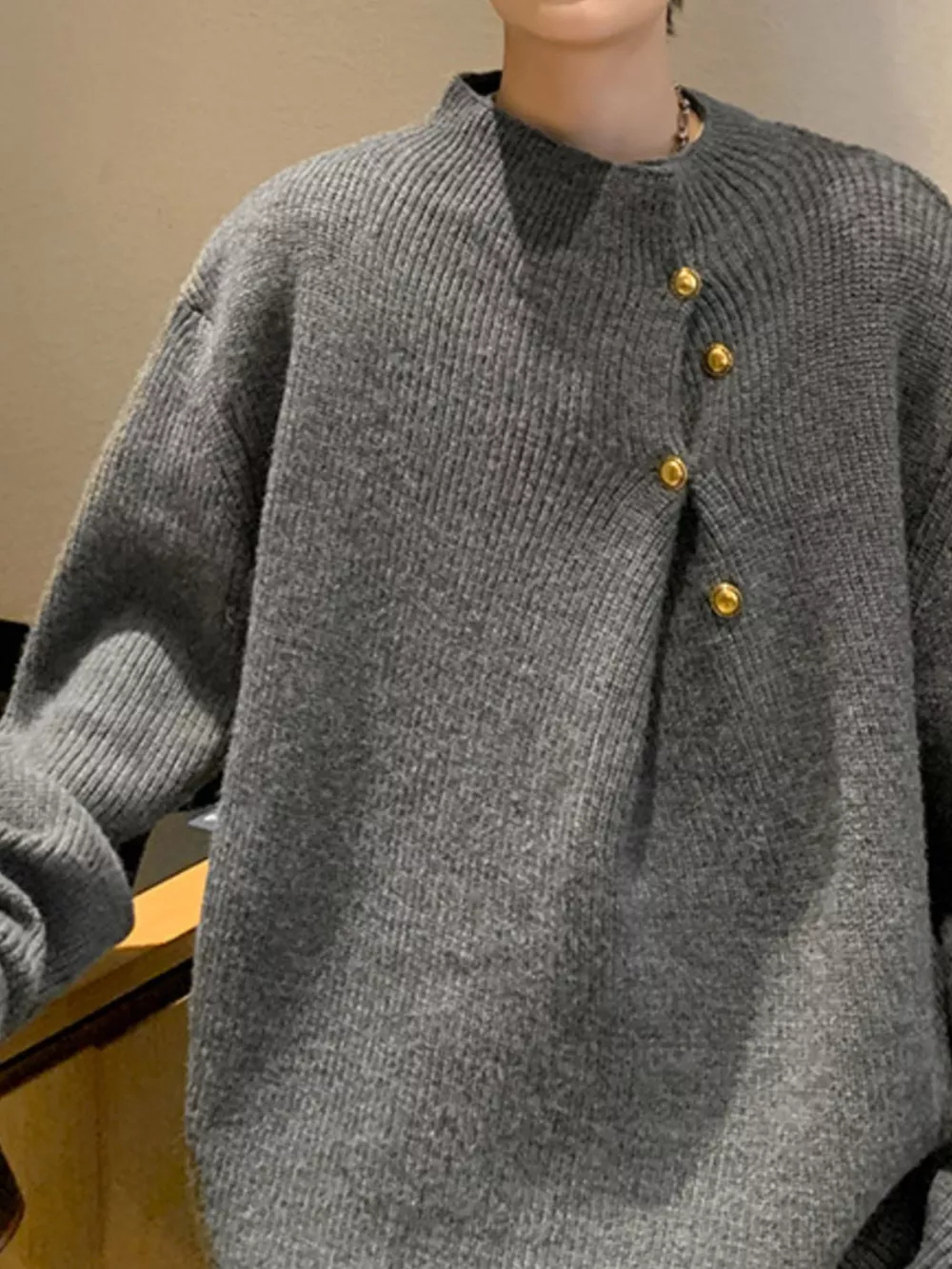 Men's Button-Accent Knitted Sweater, image 4
