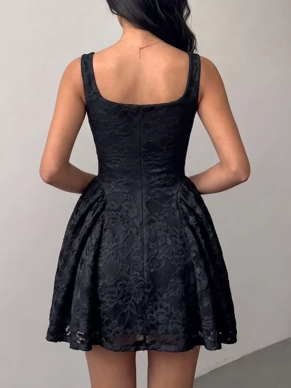 Floral Lace Square Neck Mini Dress, image 5
