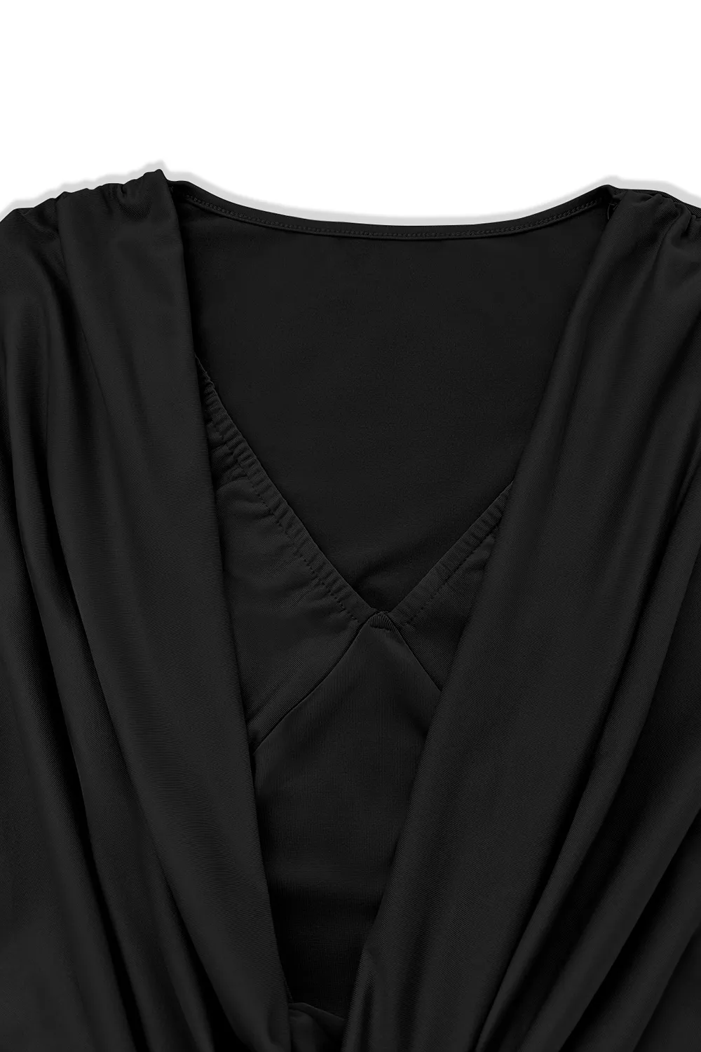 Ruched Cowl Neck Long Sleeve Mini Dress, image 3
