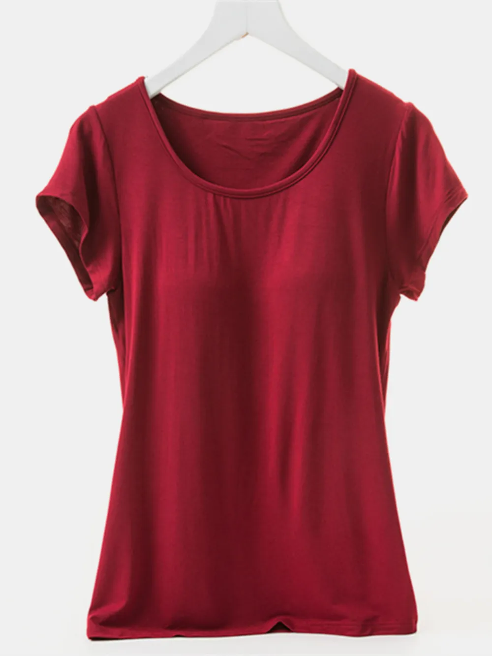 Round Neck Short Sleeve T-Shirt with Bra, image 15
