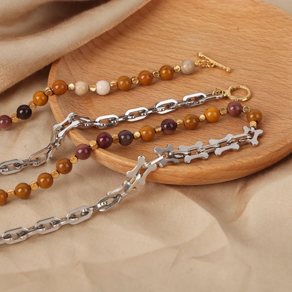Titanium Steel Egg Yolk Stone Necklace, image 5