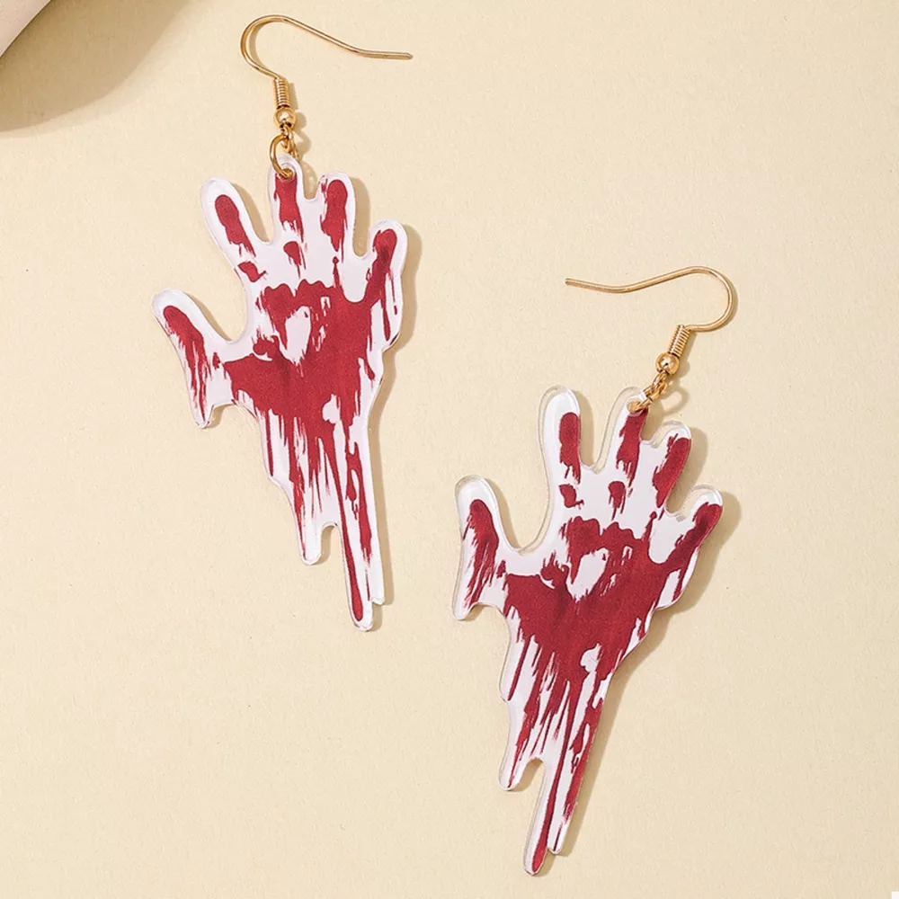 Halloween Bloody Hand Dangle Earrings, image 3