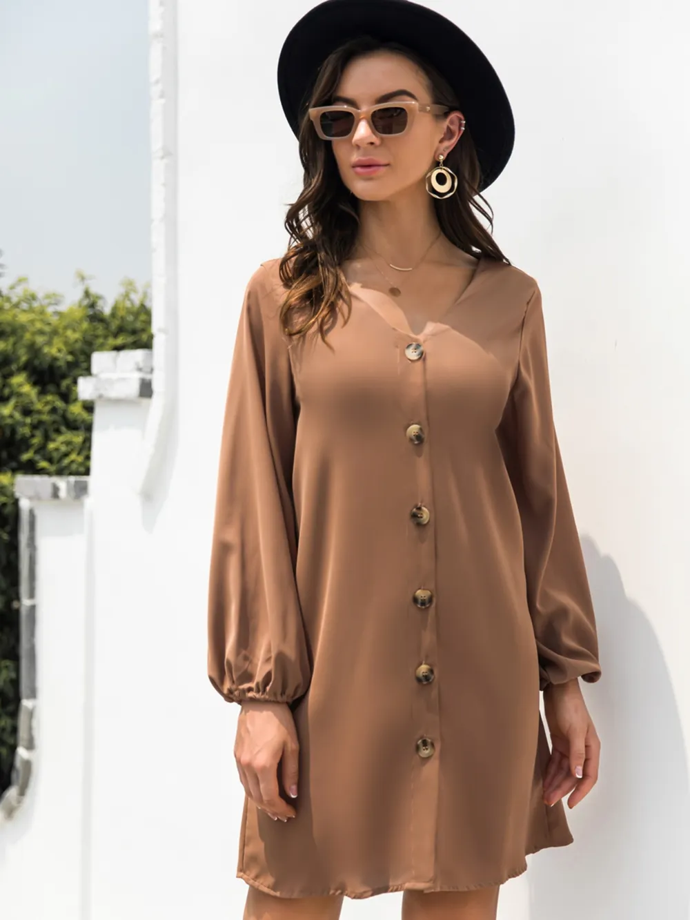 V-Neck Long Sleeve Mini Dress, image 8