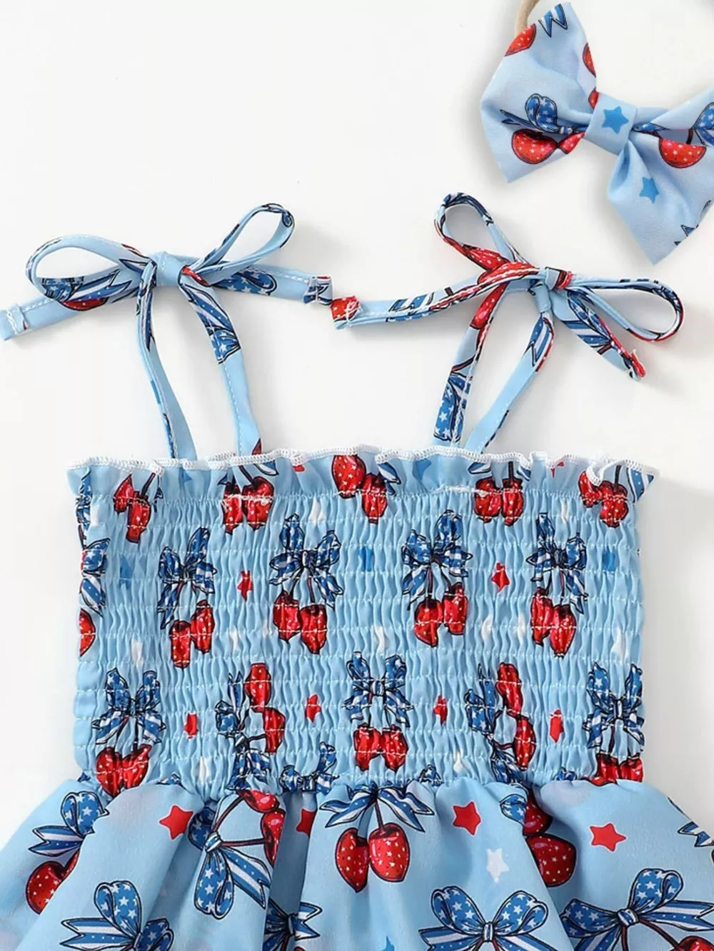 Children's Cherry Print Bodysuit Dress and Headband Set, image 2