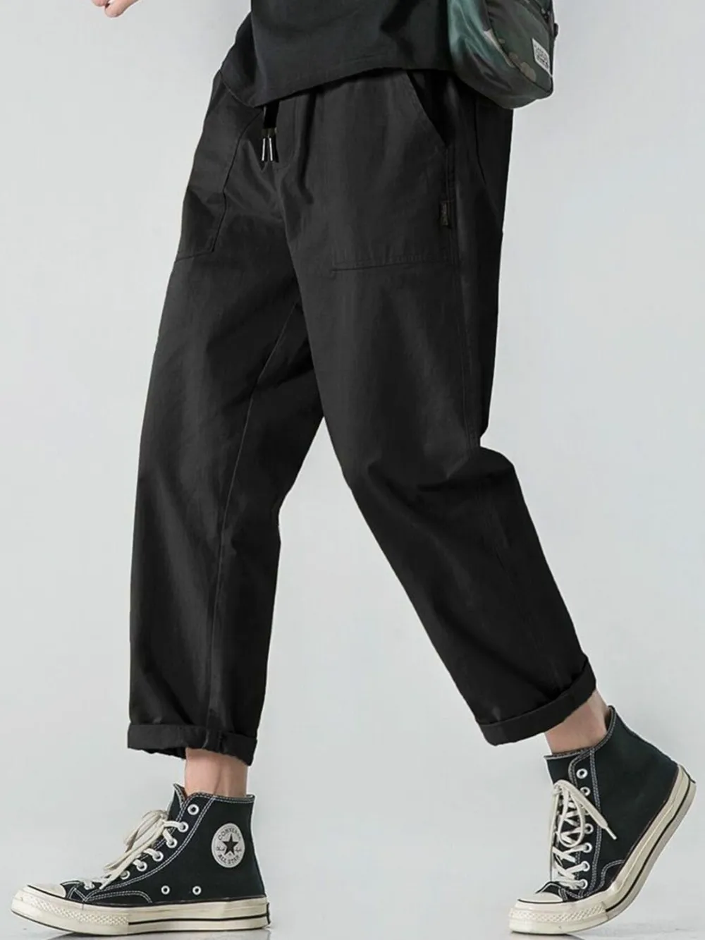 Men's Plus Size Drawstring Wide Leg Pants, image 2