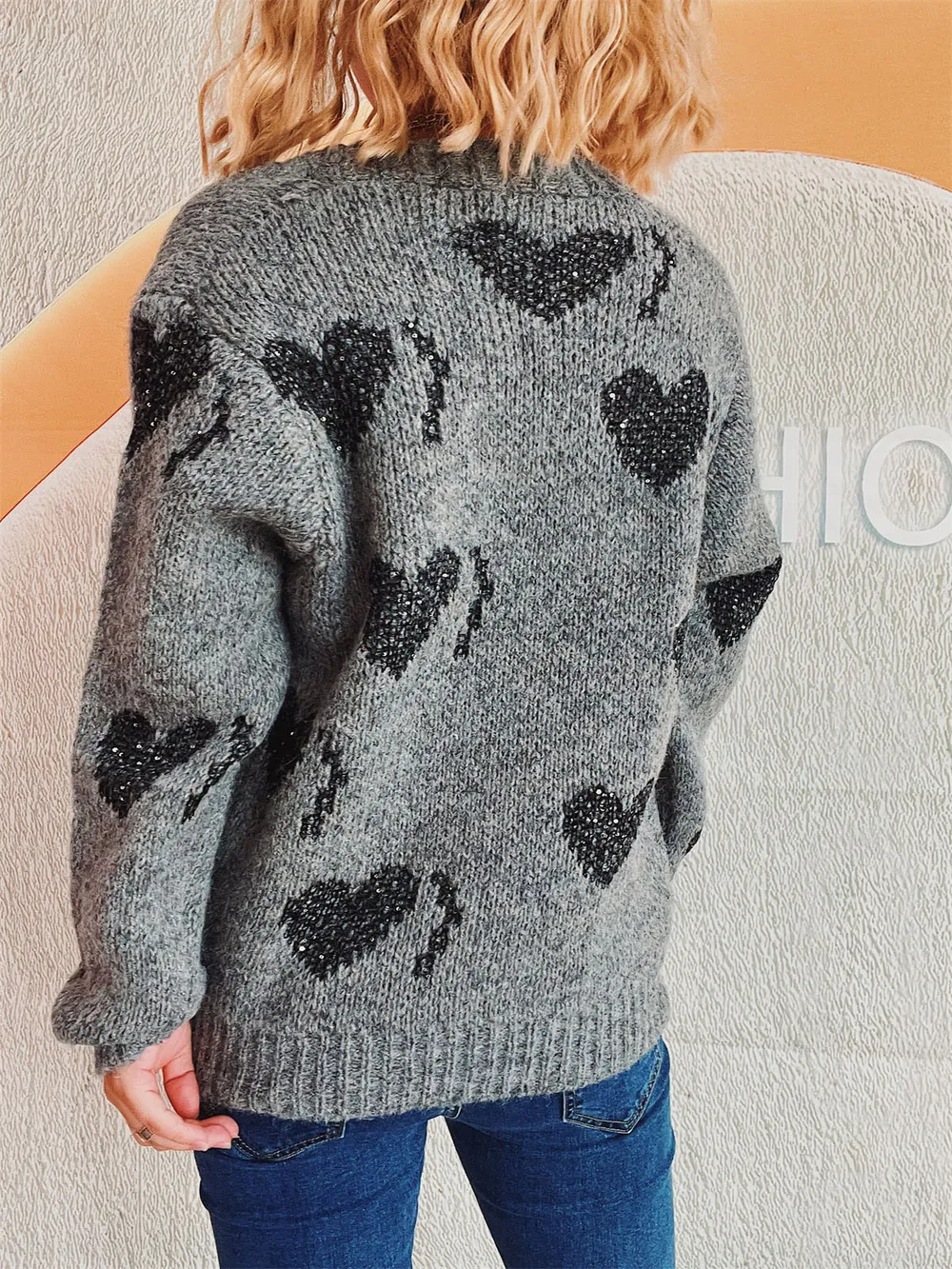 Heart Button Up Long Sleeve Cardigan, image 8