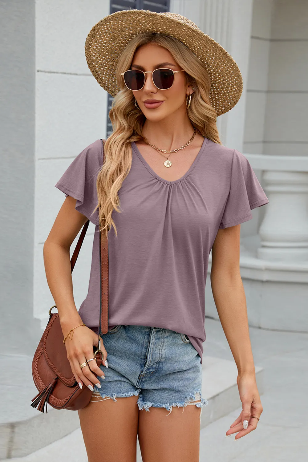 V-Neck Short Sleeve T-Shirt, image 10