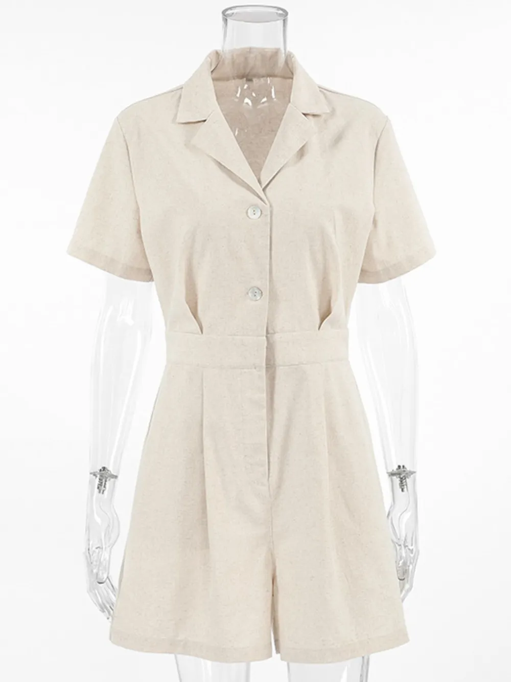 Button-Front Short Sleeve Romper, image 6