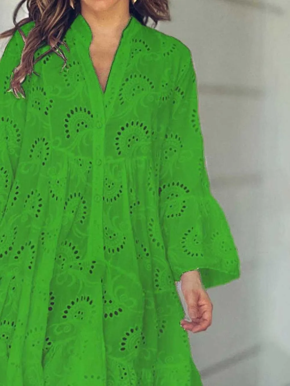 Full Size Eyelet Ruffled Hem Tiered Dress Plus Size, image 7